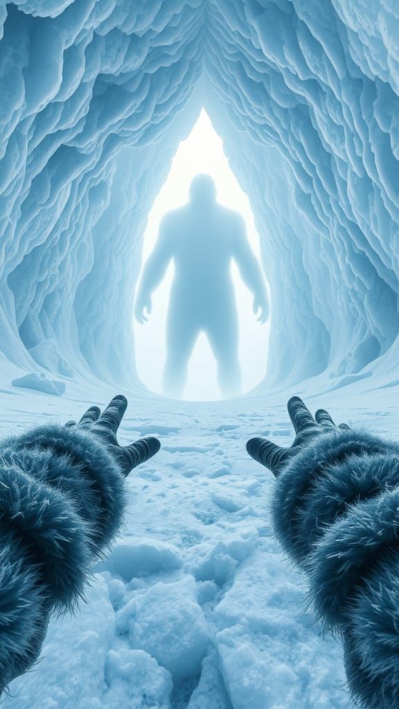 Fur-Wrapped Arms Reach into Frozen Void