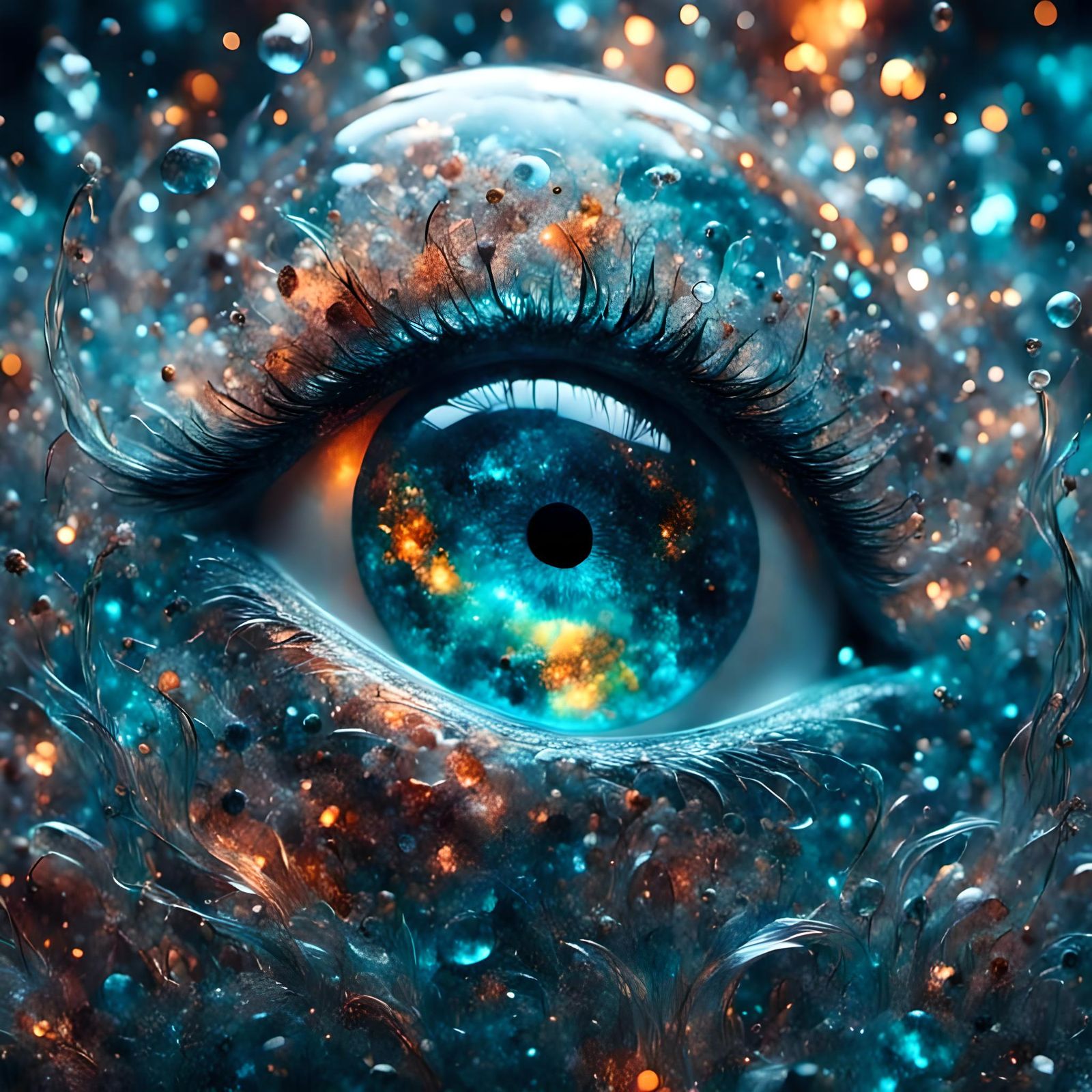 Rainbow Iris Eye with Aurora Borealis