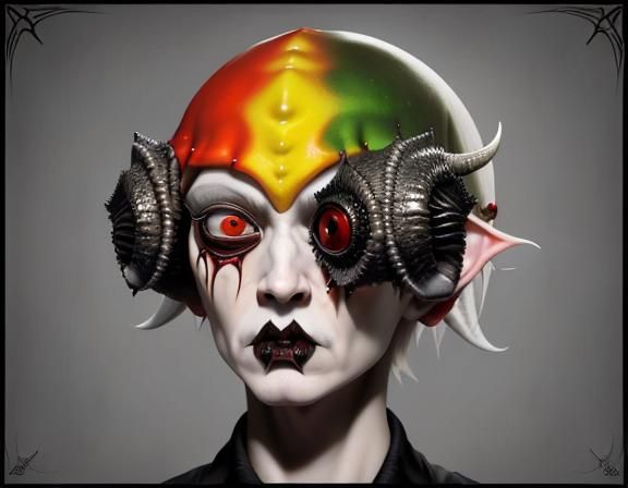 Gothic Portrait: Albino Asmodeus with Red Eyes