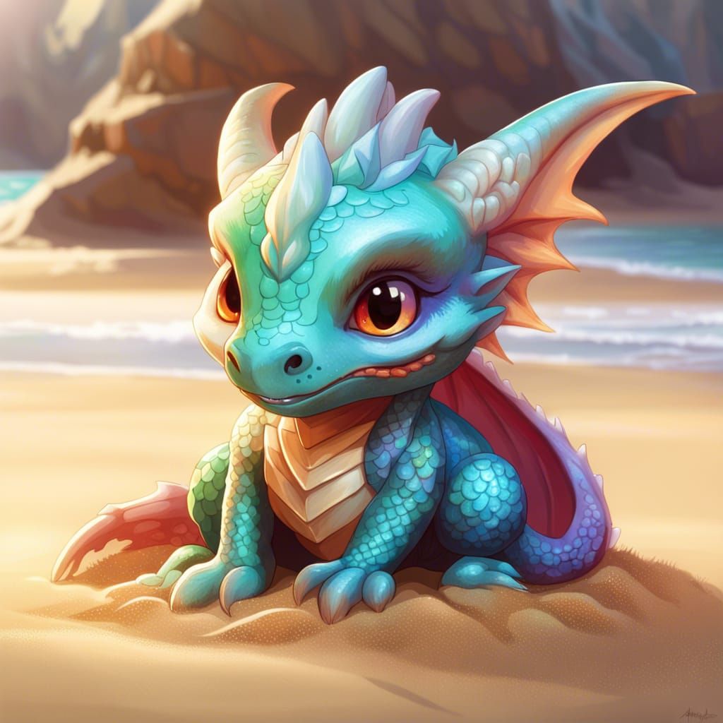 Innocent Baby Dragon Portrait in 8K