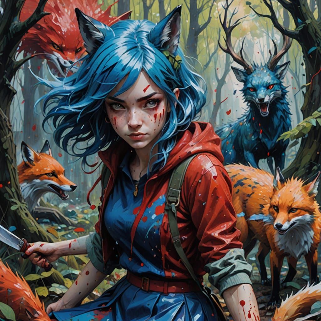 Mysterious Warrior Goddess in a Vibrant, Fantastical Forest ...