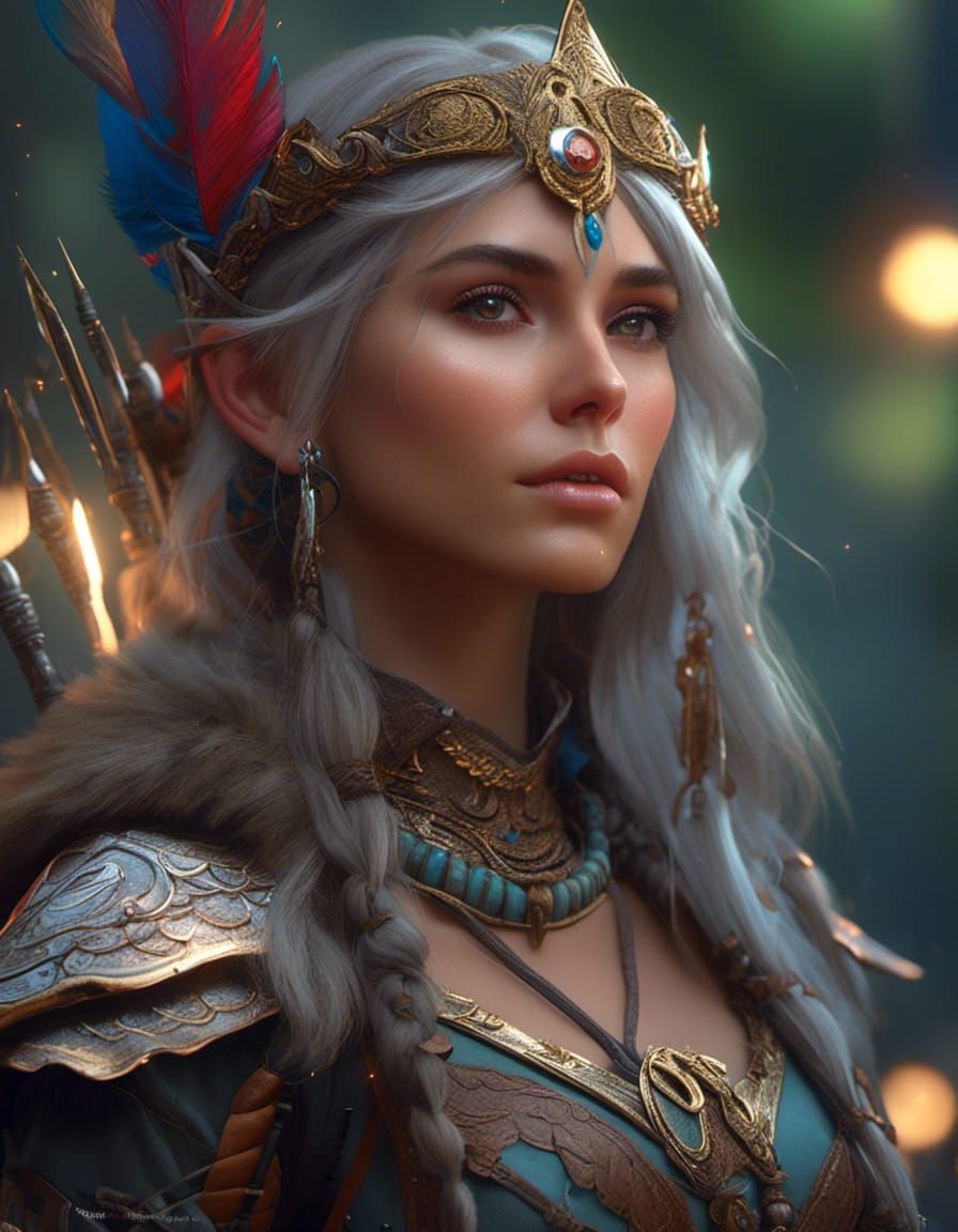 Half Elf Ranger Portrait in Hyperreal Style