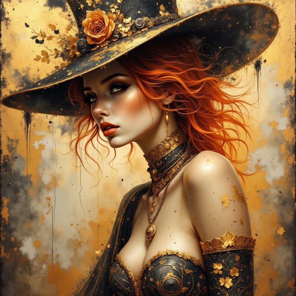 Stunning Lady in Silver Corset with Flowing Skirt