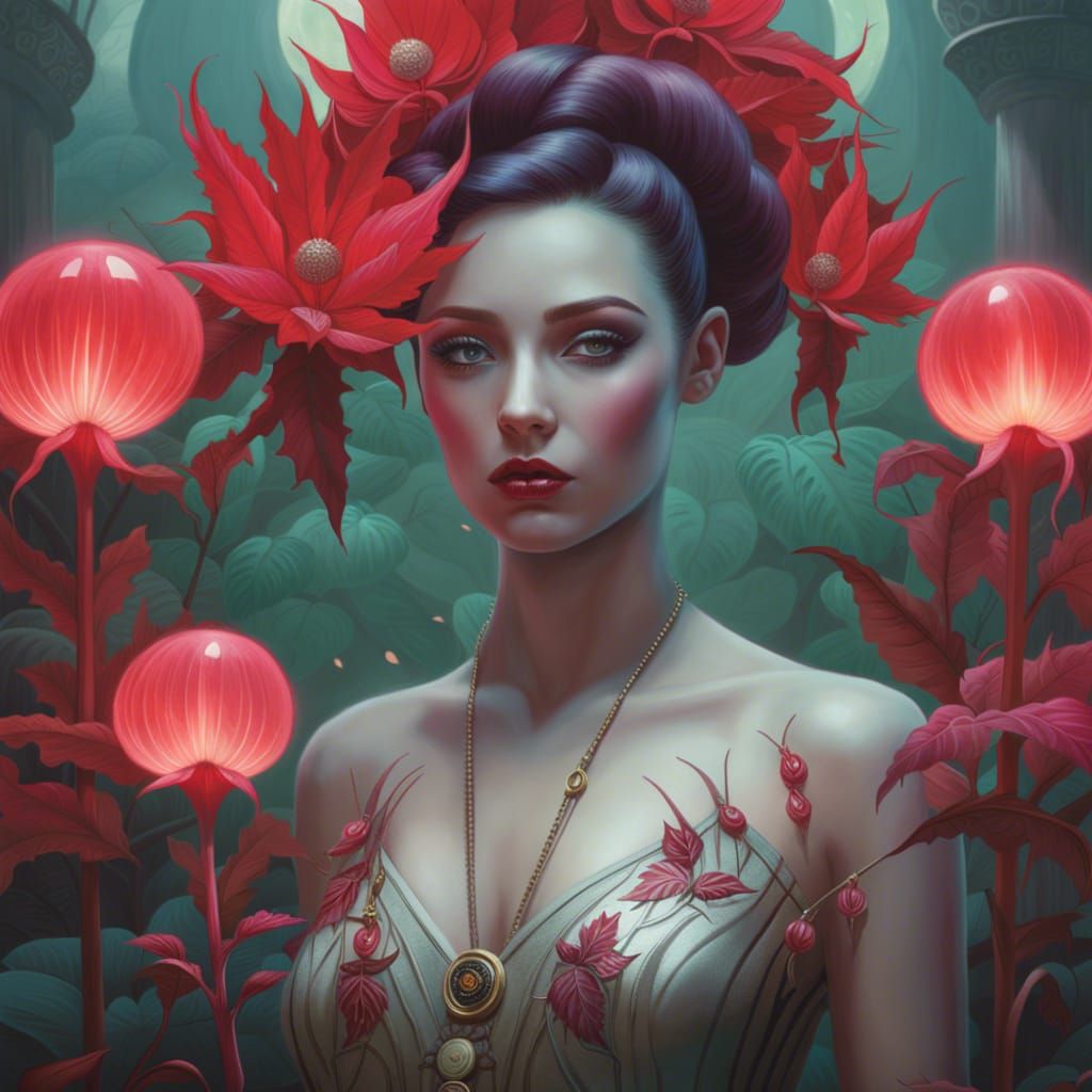 Luminescent Plant Life-Form in Biopunk Style