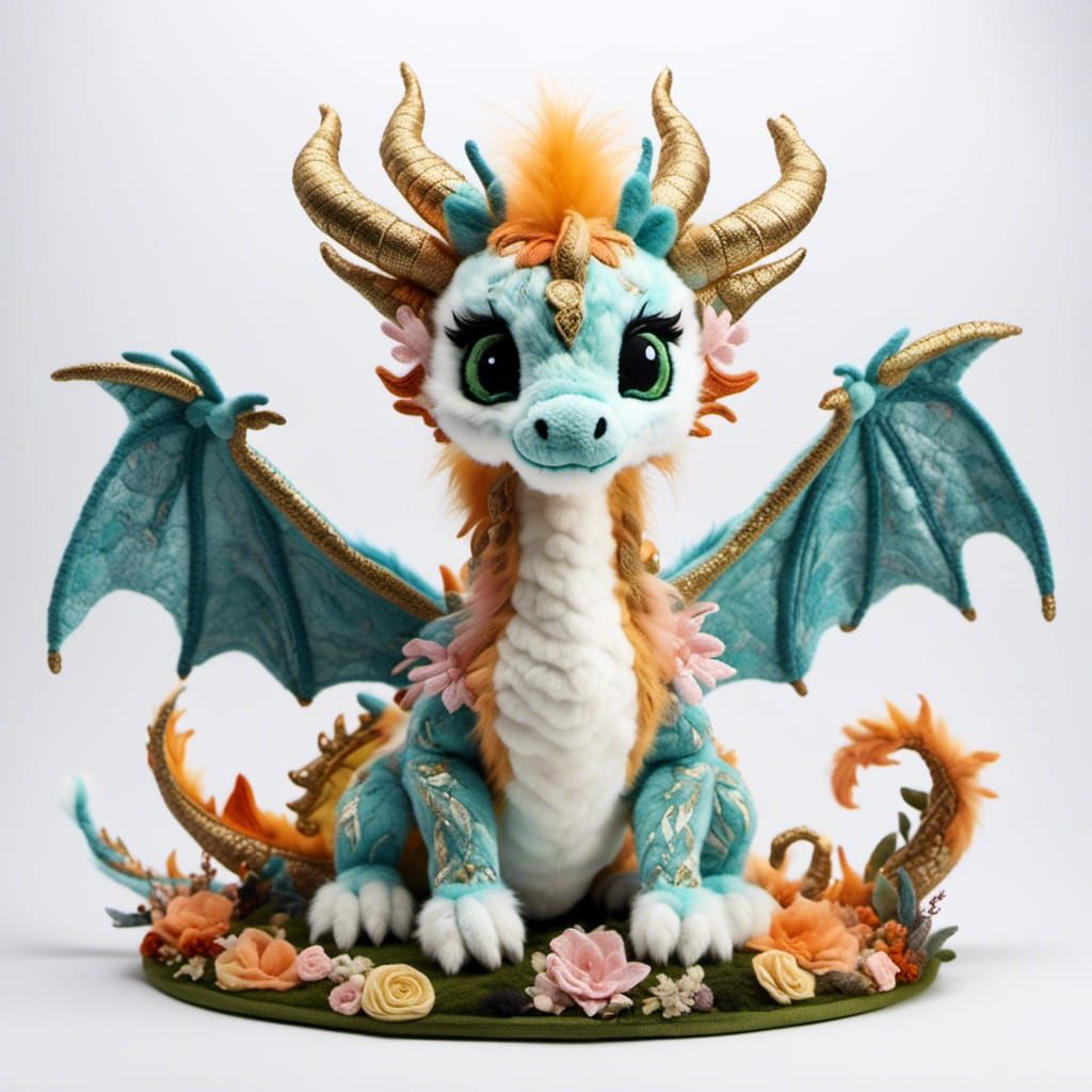 Embroidered Flower Dragons in an Embroidery Hoop