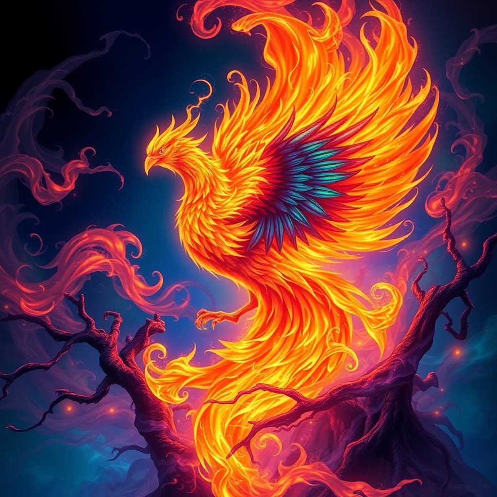 Blazing Phoenix Rising: Fantasy Concept Art