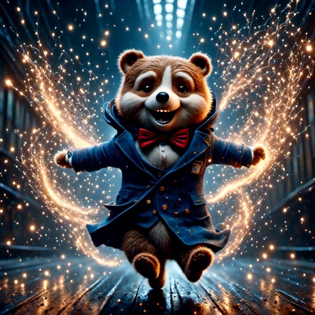 Paddington Bear Races at High Speed with Flying Sparks