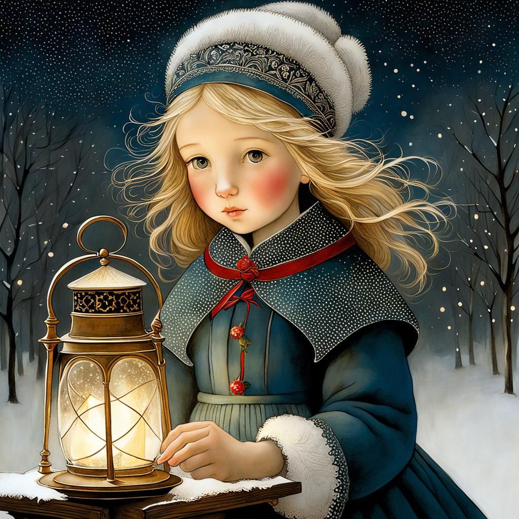 Intricate Illustration of The Little Match Girl