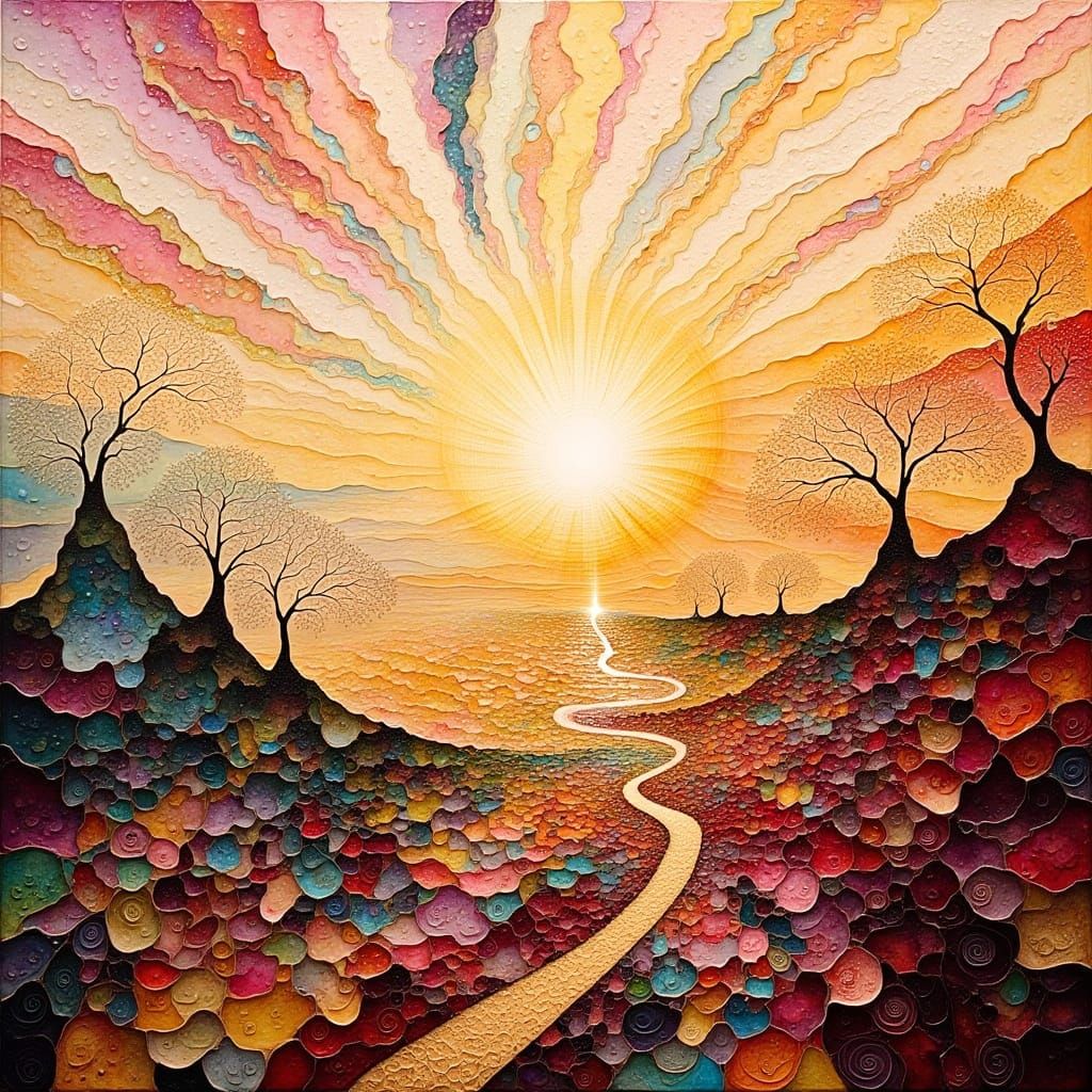 Intricate Fractal Dreamscape in Bold Yellow