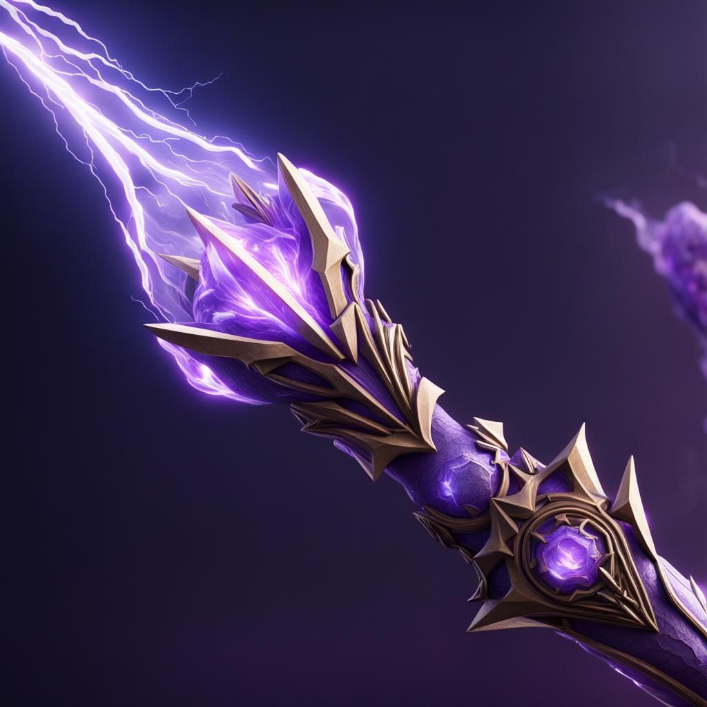Crystalline Purple Lightning Staff: Fantasy Concept Art