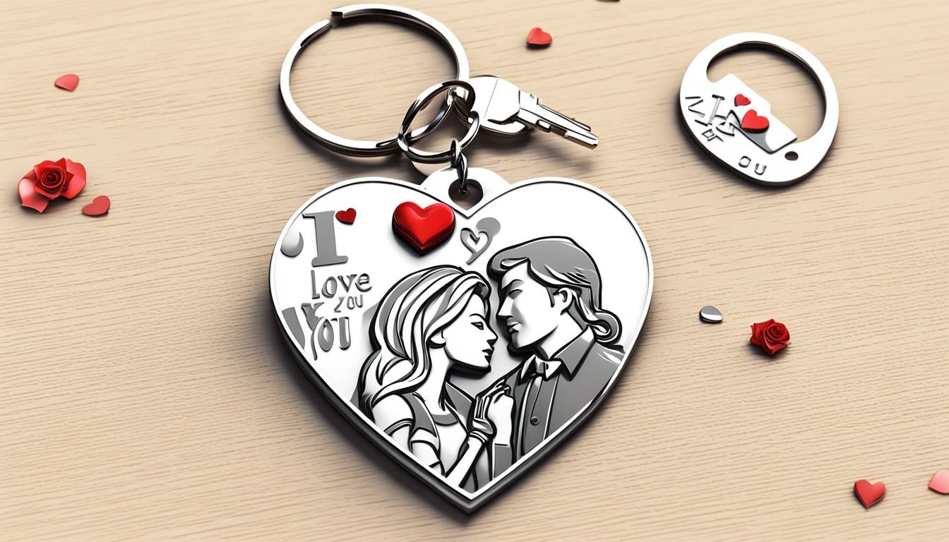 Vibrant 3D Keychain Featuring Stylized Couple