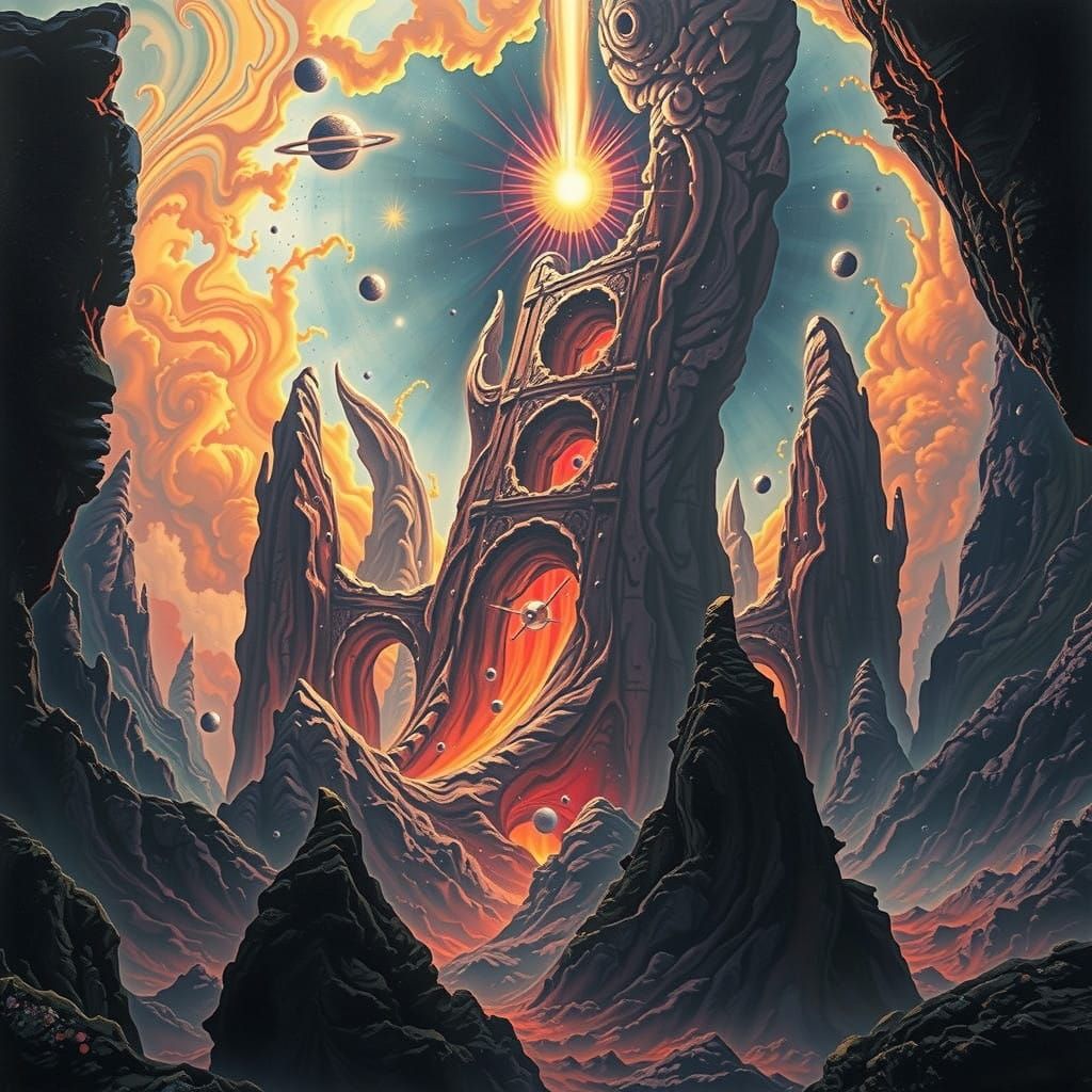 Cosmic Dreamscapes in Vibrant Surrealism