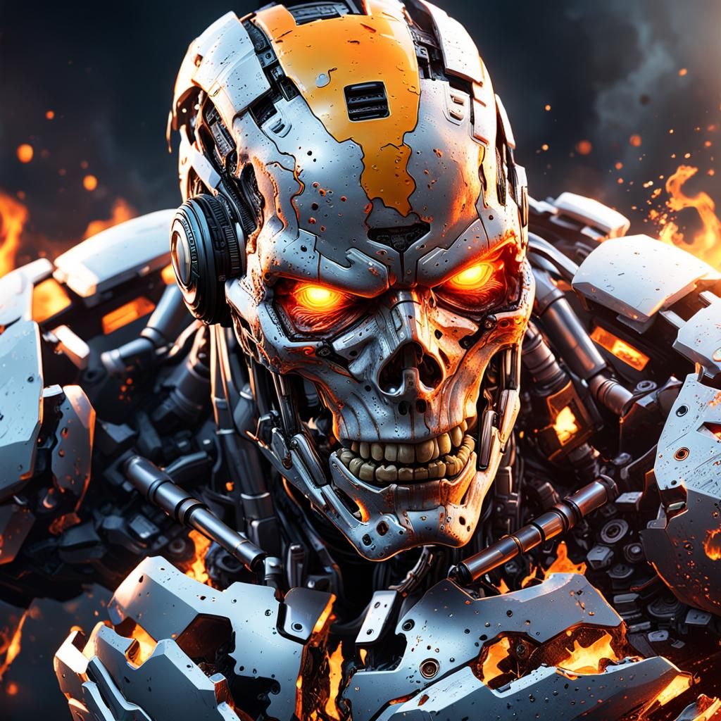 Damaged Cyborg Reveals Glowing Core Robotics