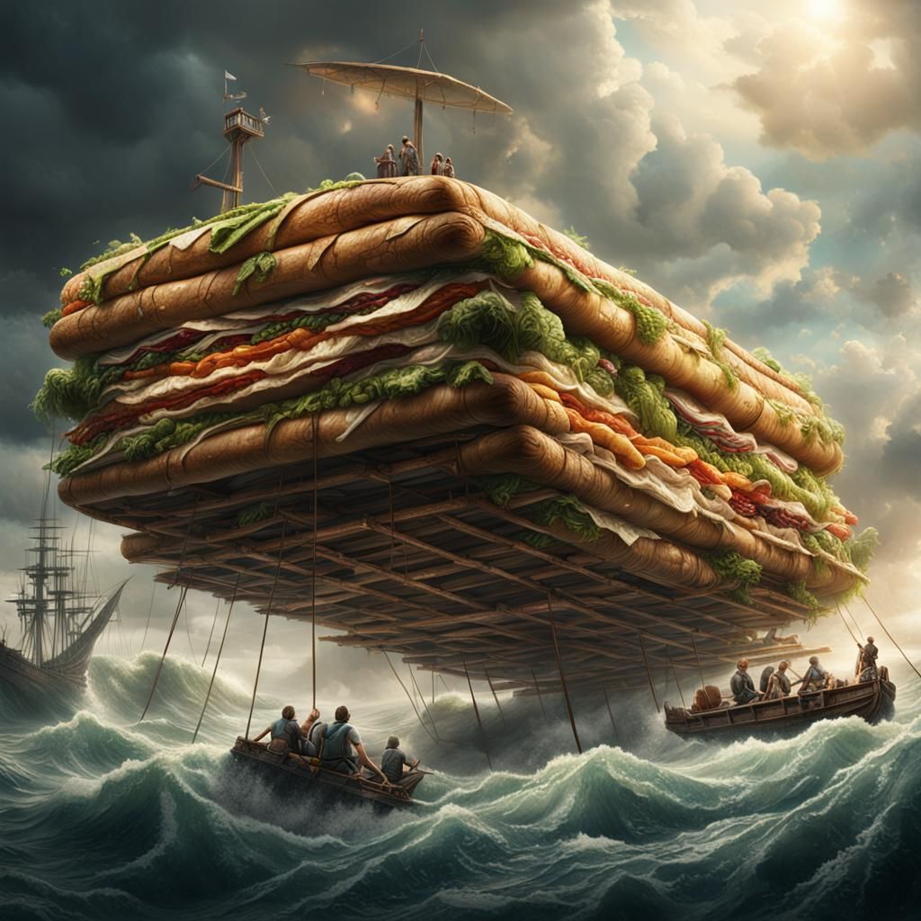 Giant Sandwich Raft: Epic Digital Matte Painting