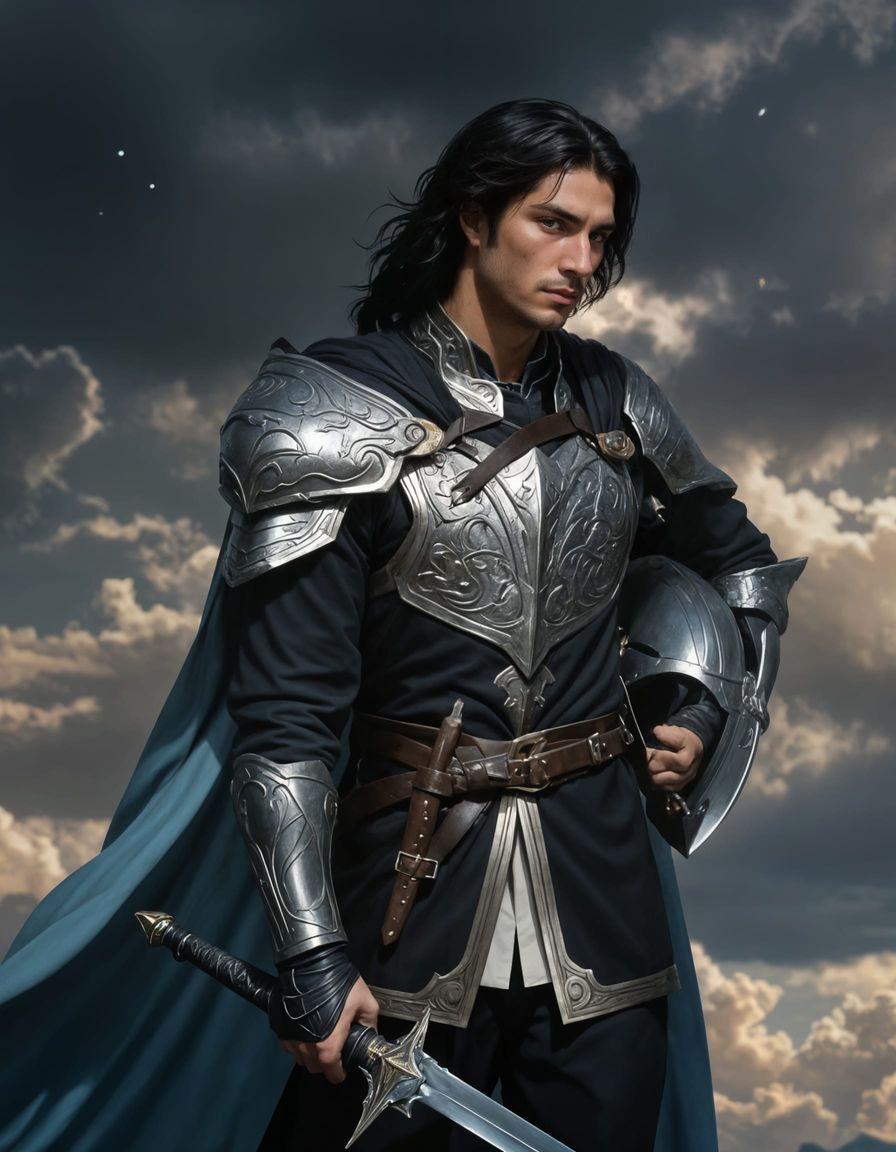 Epic Hero Wields Dragon-helm in Middle-earth