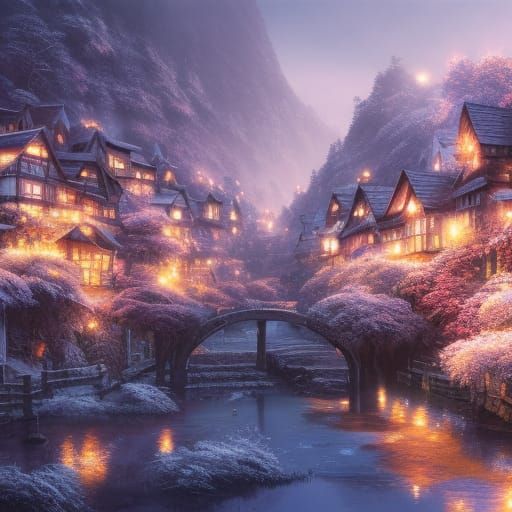 Picturesque Winter Valley in Cel-Shaded Style