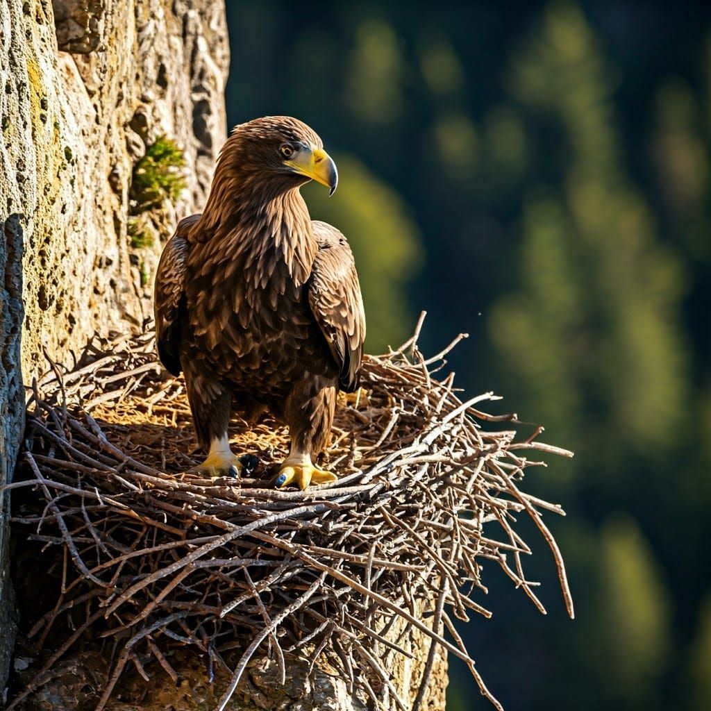 Eagle's Cliffside Perch in Photorealistic Glory