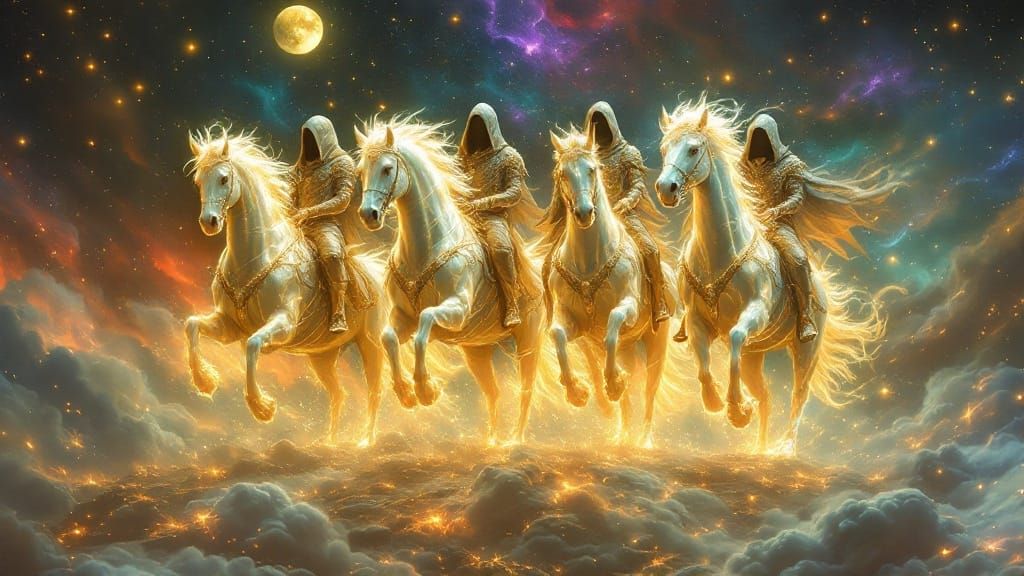Ethereal Four Horsemen of the Apocalypse in Celestial Armor