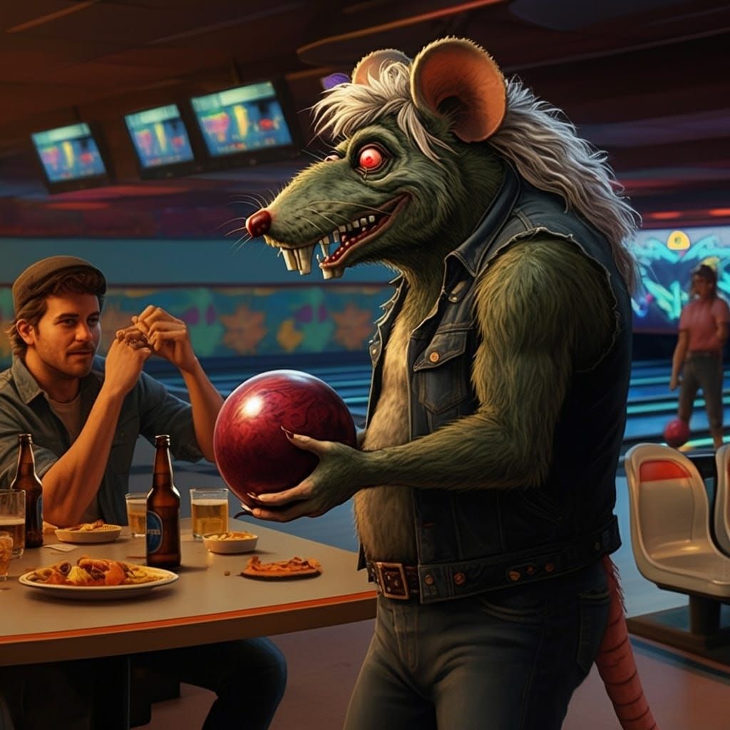 RatFink at a Retro Bowling Alley