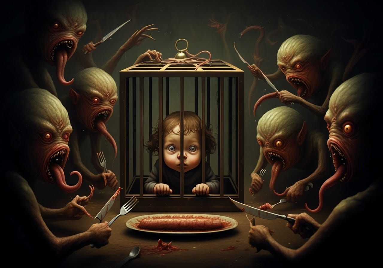 Surreal Christmas Nightmare with Twisted Decorations and Men...