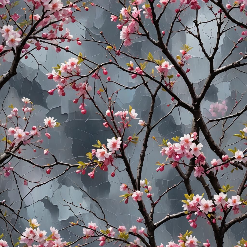 Abstract Spring Blossoms in Complementary Colors