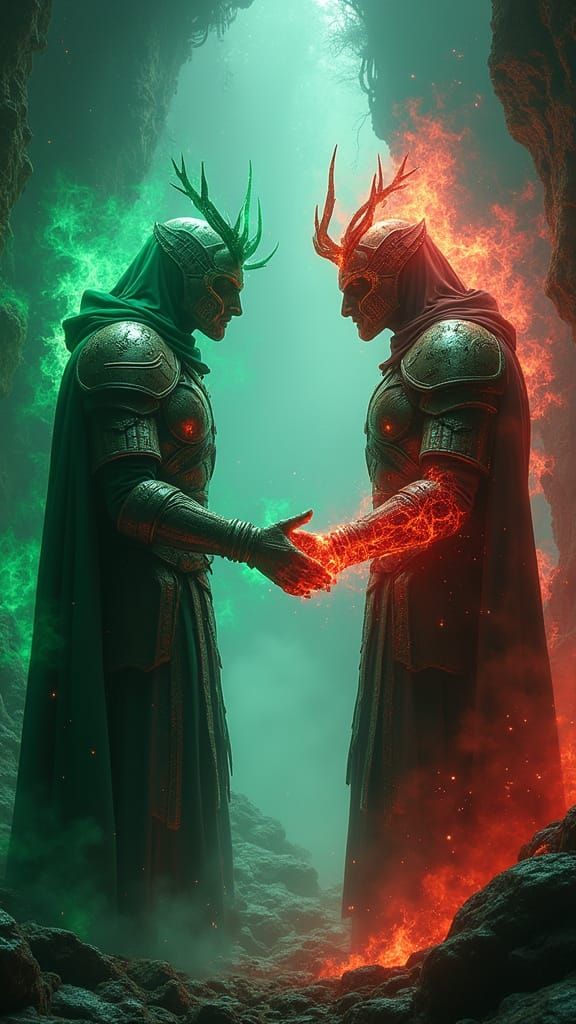 Forest Warriors Clash in Mystical Underground Chamber