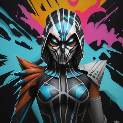 Ahsoka as Ghost Rider: Graffiti Street Art