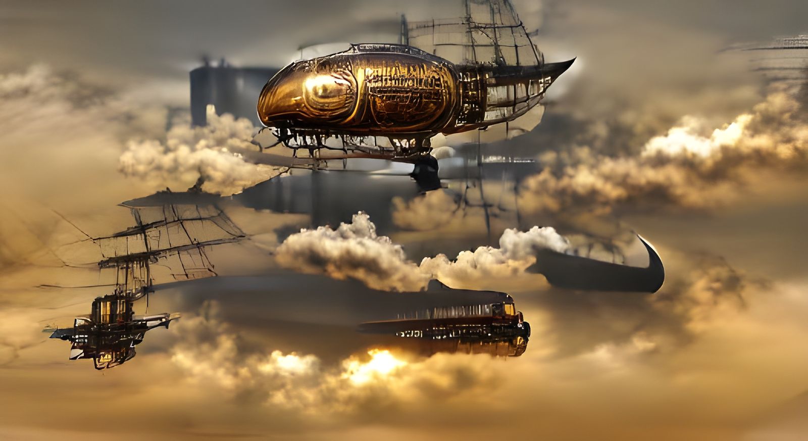 Steampunk Airship Arrives in Port: Photorealistic 8K