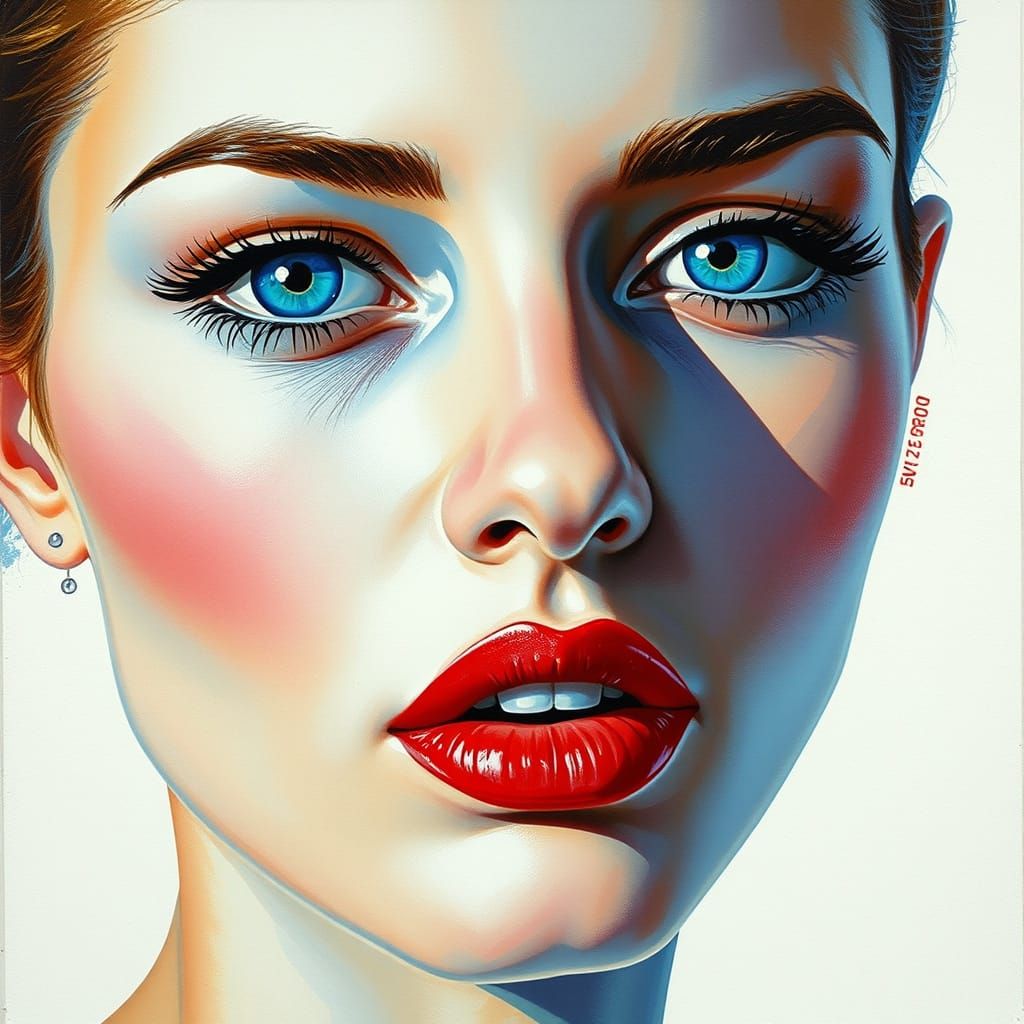 Woman's Face in Soft Pastel Hues