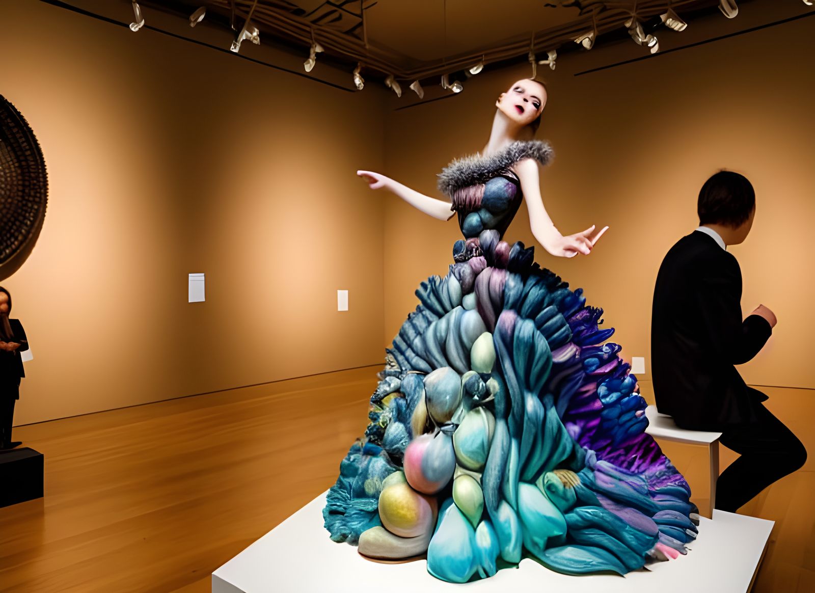 Fashionable Woman at Art Museum in Maximalist Style