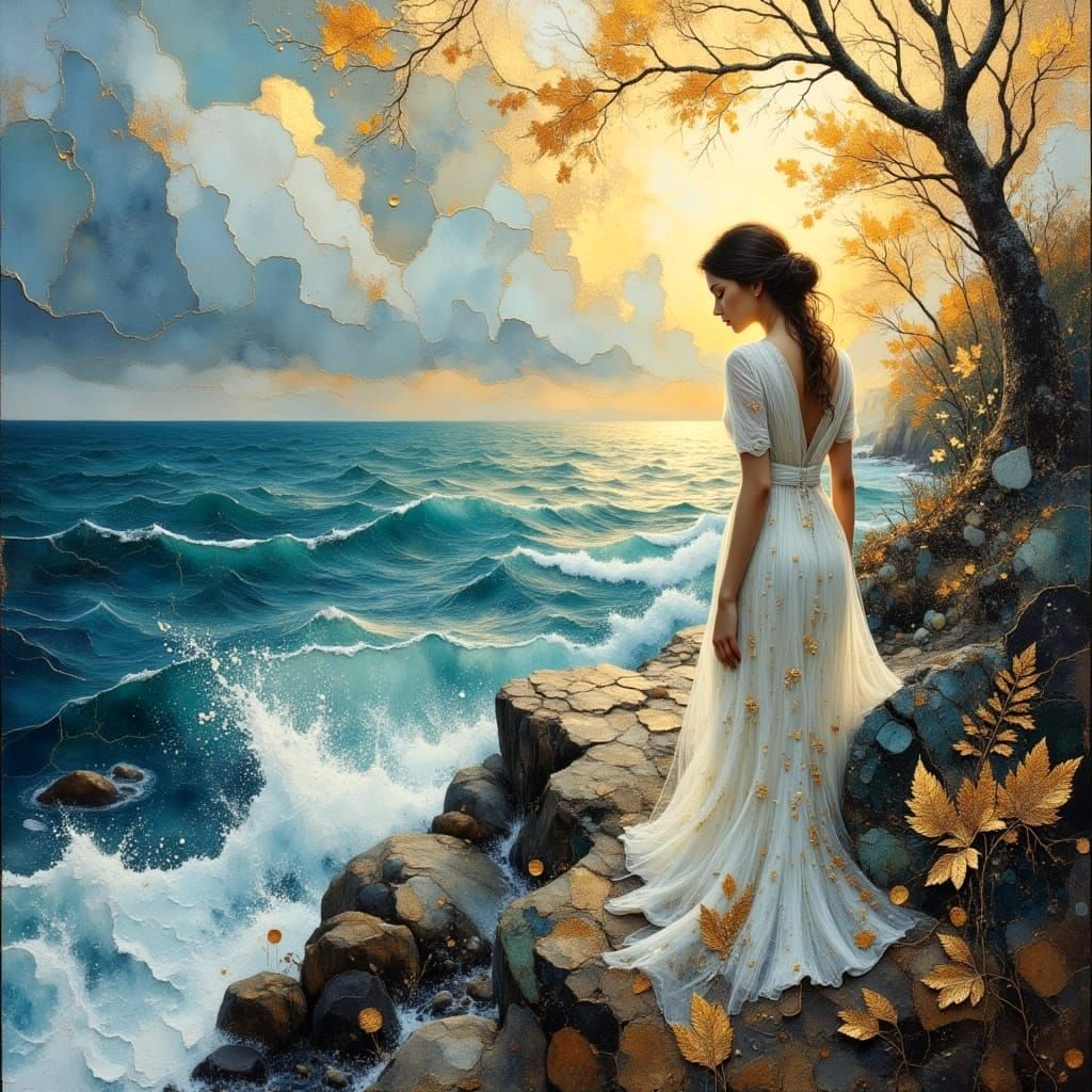 Stormy Seas Sunrise with Filigree Elements