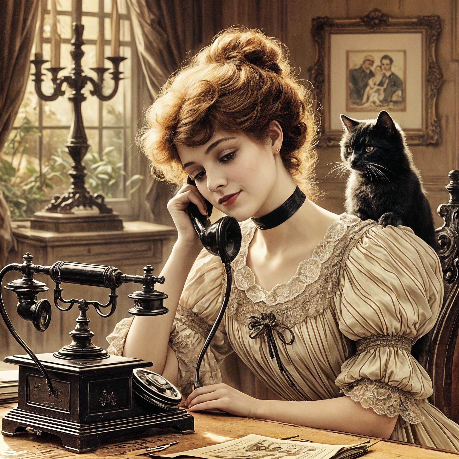 Victorian Secretary in Elegant Gown