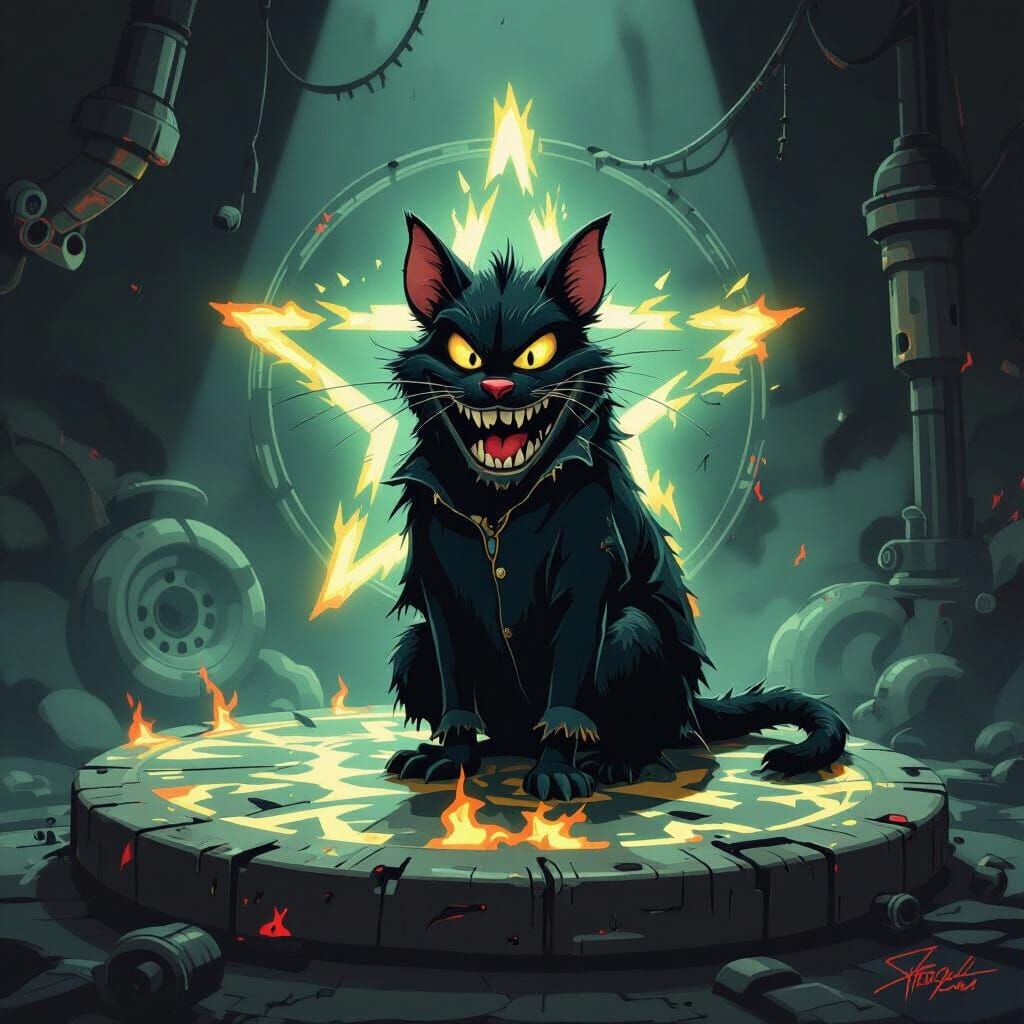 Rat Fink Hot Rod Character in Lowbrow Art Style