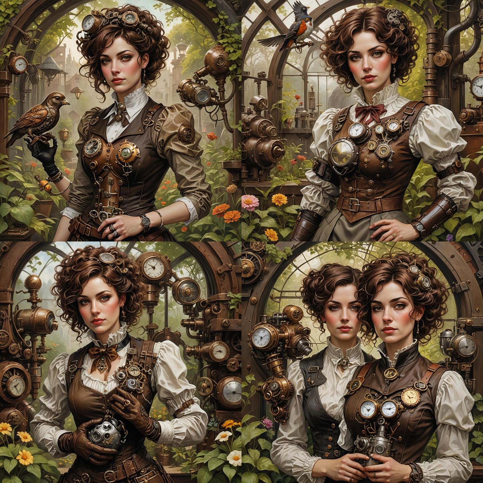 Steampunk Woman with Mechanical Heart Portrait