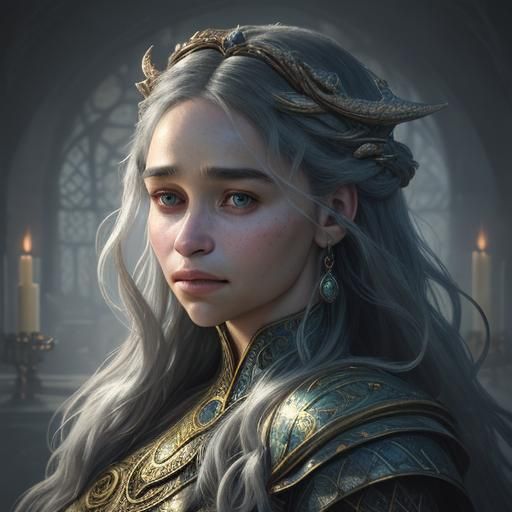 Fantasy Portrait with Glowing Artifacts in Artgerm Style