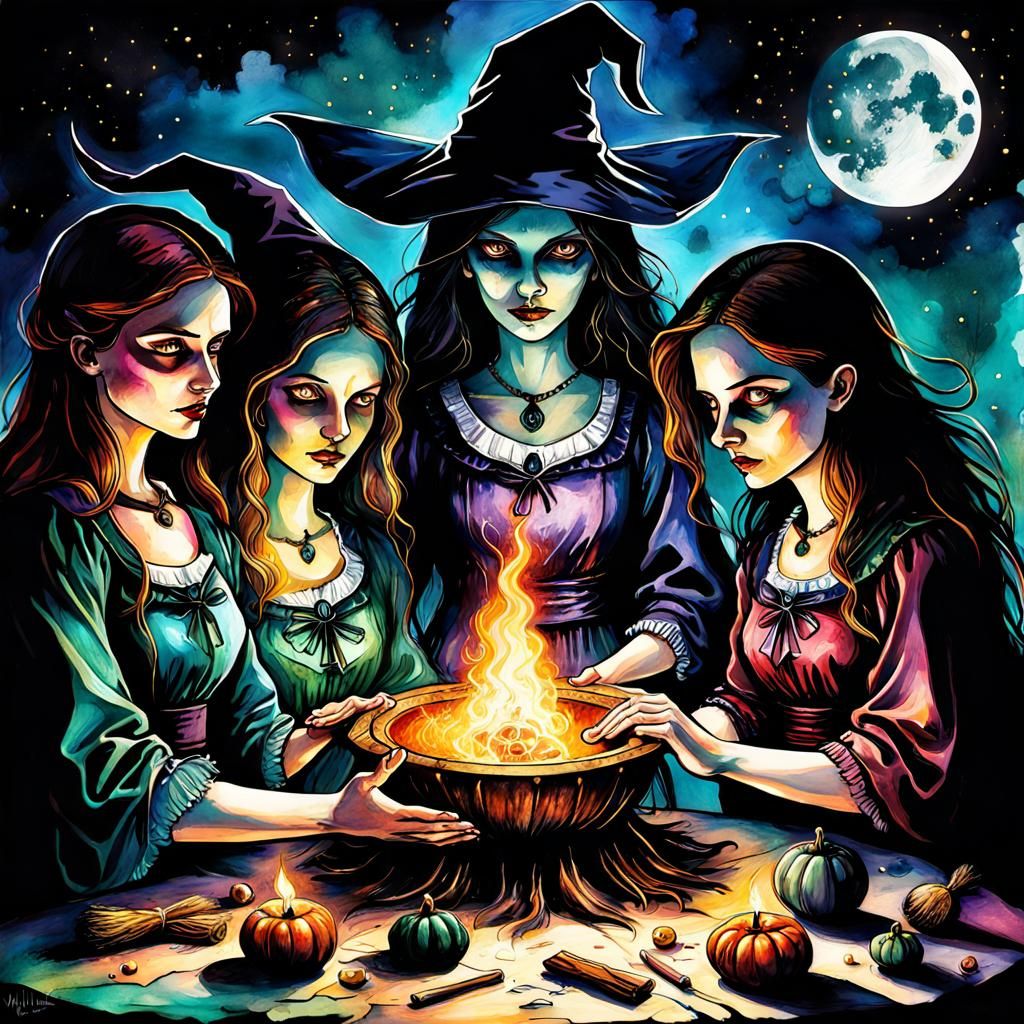Sorority Witches Summoning Ritual: Alcohol Ink Art