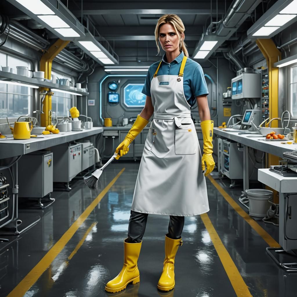 Heidi Klum in Futuristic Lab, Hyperrealistic Art