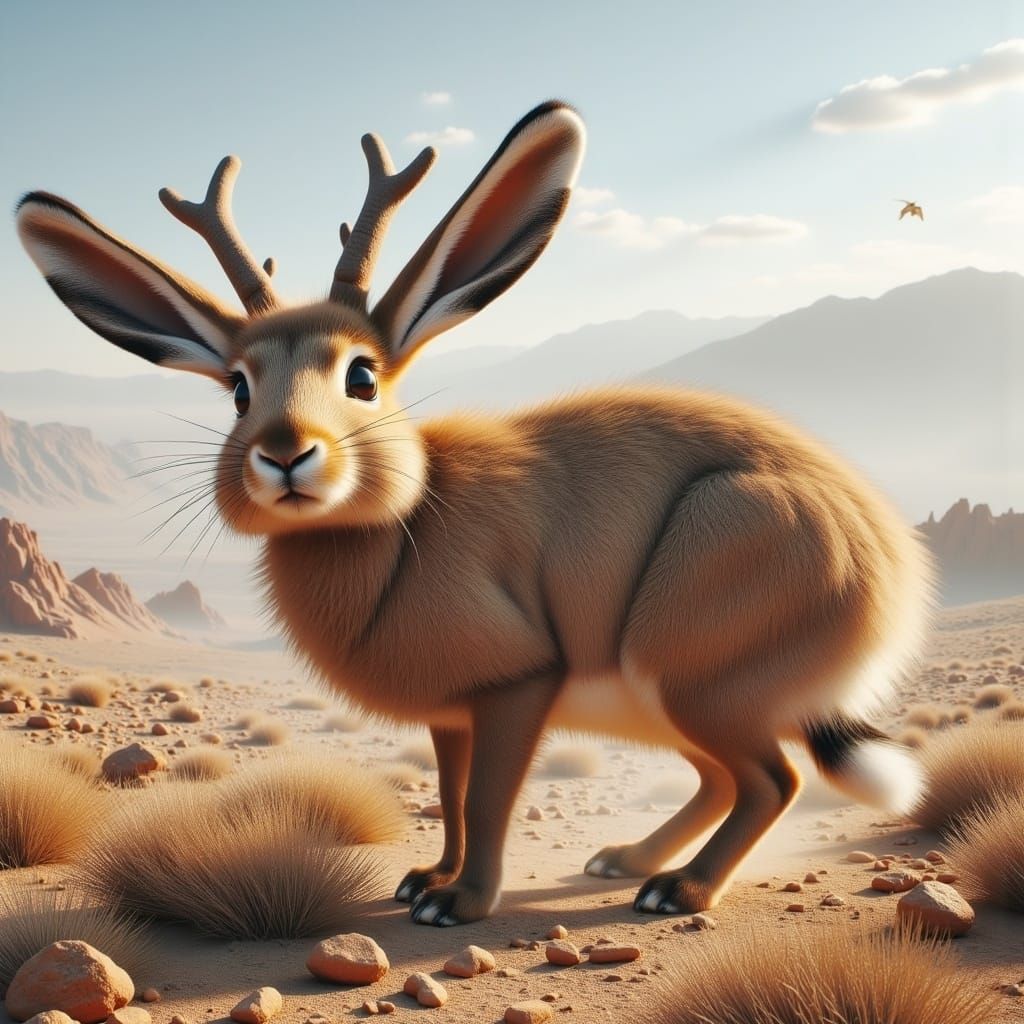 Giant Prehistoric Jackrabbit in Ice Age New Mexico