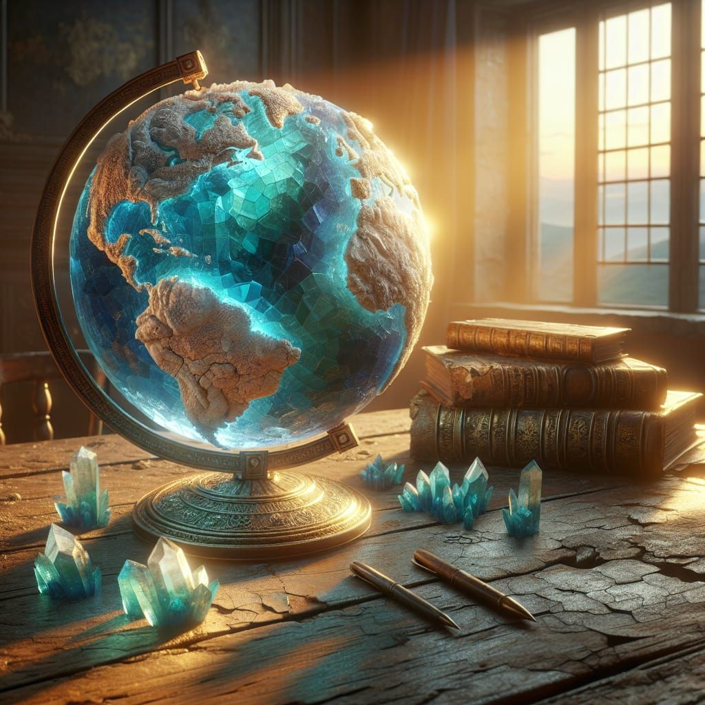 Golden World Globe in a Captain's Cabin