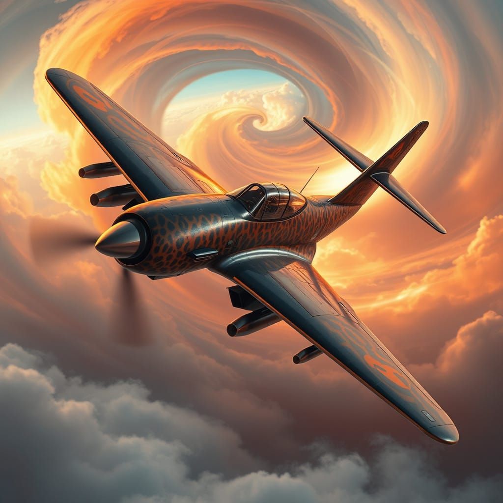 Sleek Fighter Plane with Lion Motif and Leopard-Print Wings...