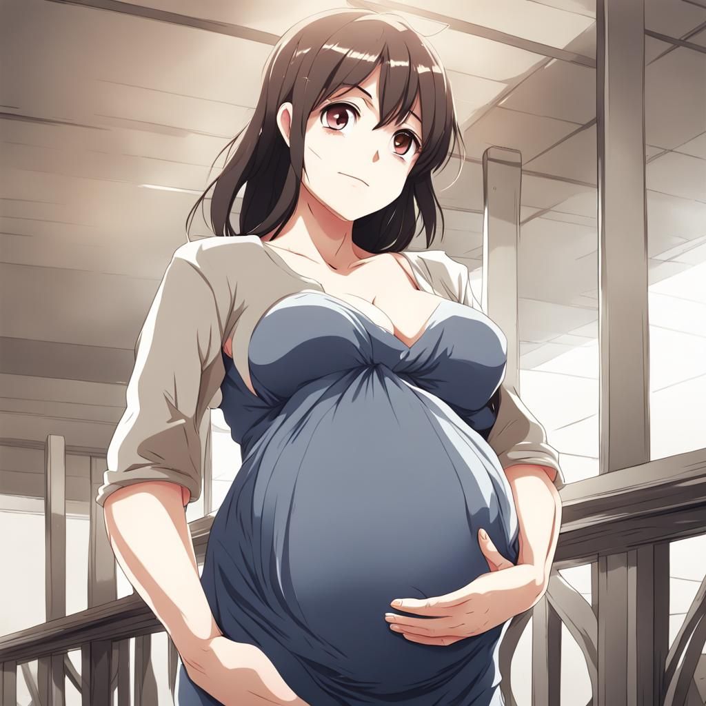 Pregnant Girl in Anime Key Visual Style