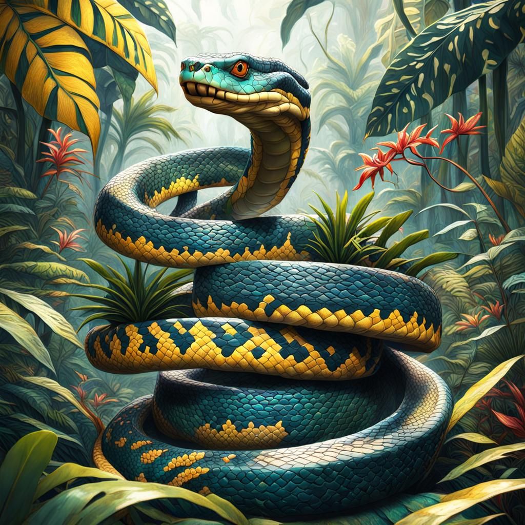 Jungle Snake in Detailed Matte Painting