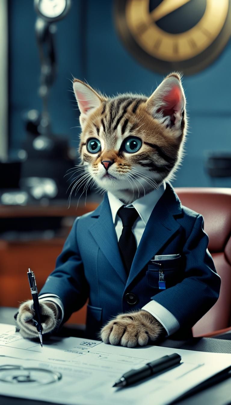 Kitten as James Bond 007 in Cinematic Photo
