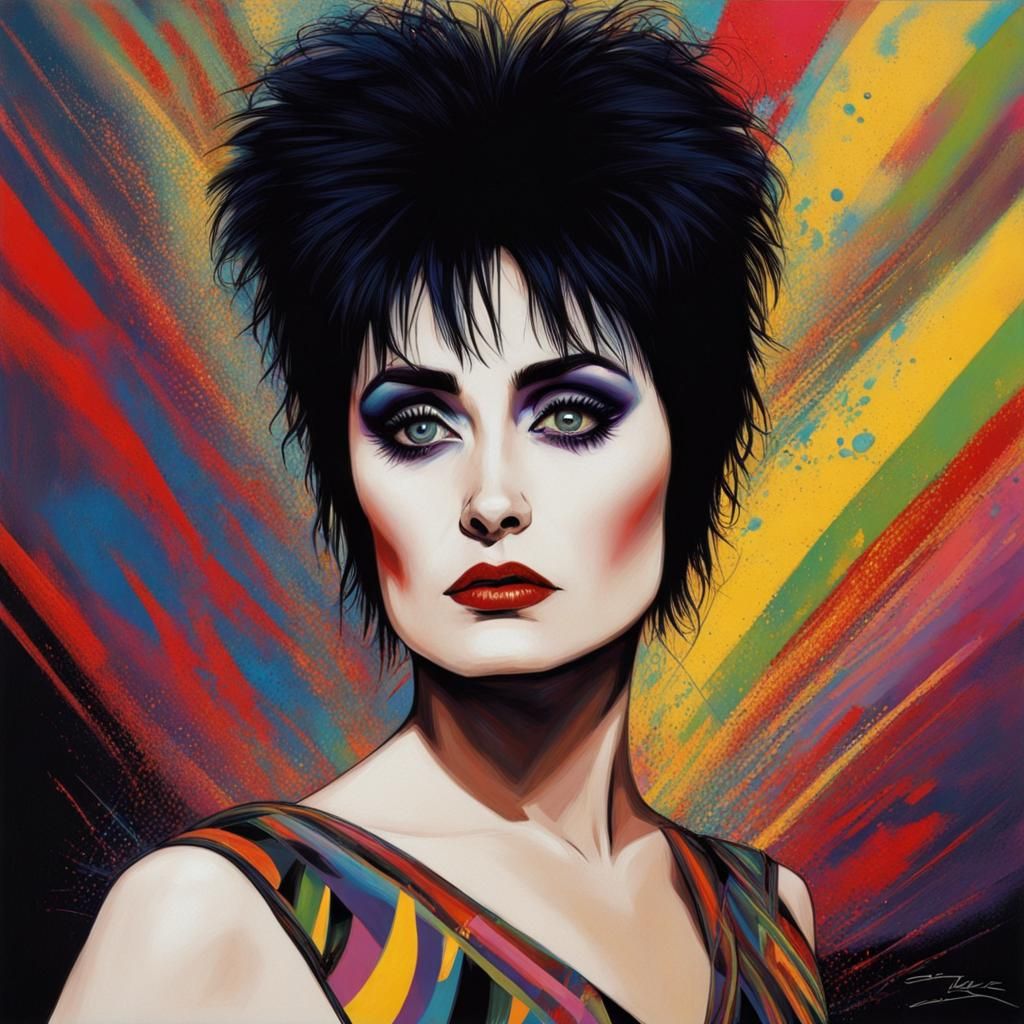 Siouxsie Sioux Portrait in Splash Art Style