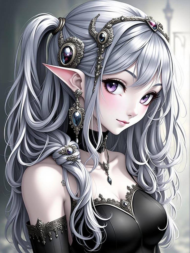 Majestic Warrior in Silver Hair and Armor