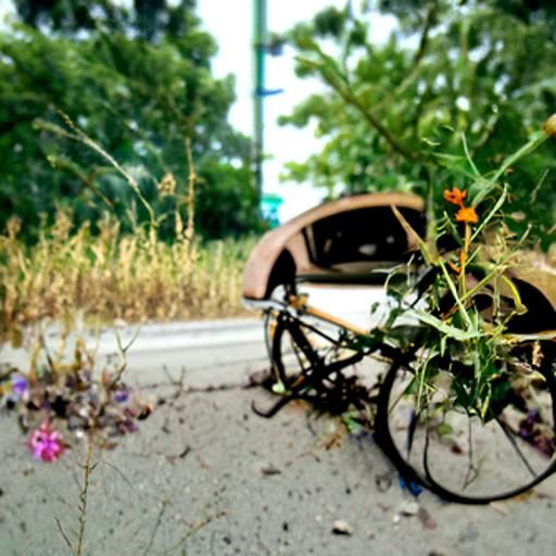 Roadside Scene with Broken Car and Girl