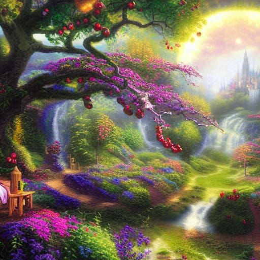 Ethereal Orchard: A Detailed Matte Painting