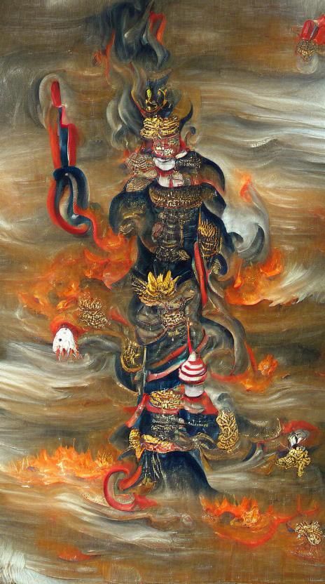"The immovable" Fudōmyōō (不動明王, Acala): nōmaku samanda bazaratan senda makaroshada sowataya untarata kanman (ノウマク・サマンダ・バ...