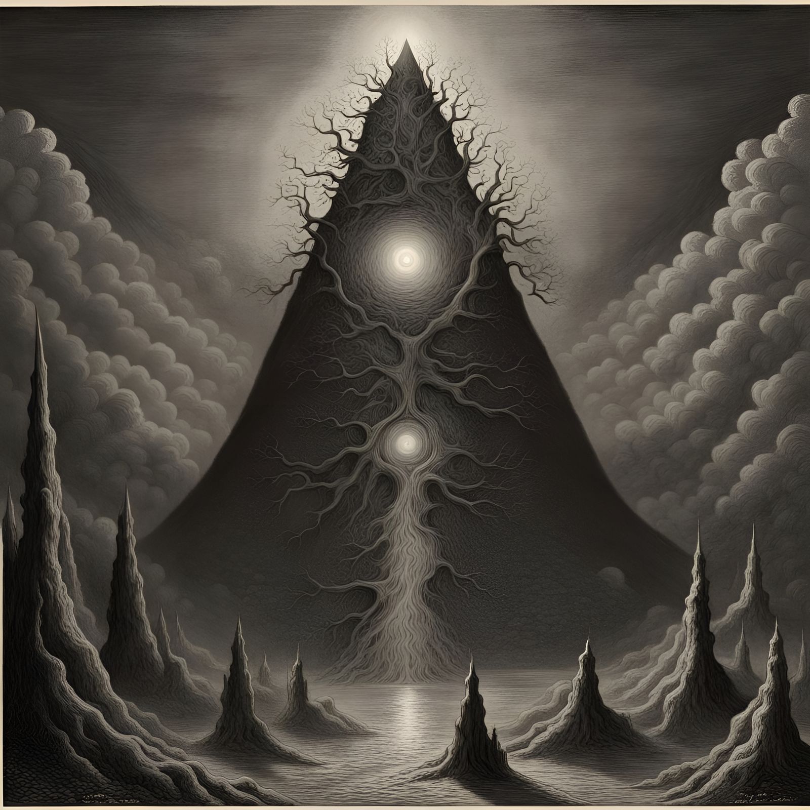 Surreal Horror: Peak Pineal in Doré Style