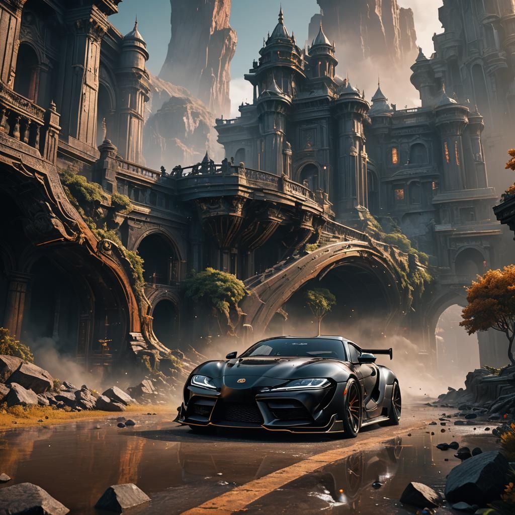 Detailed Matte Painting of a Black Supra